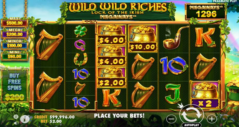 Wild Wild Riches Luck of the Irish Megaways gameplay